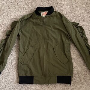 Gianni Bini Khaki Bomber Jacket with Black Trim